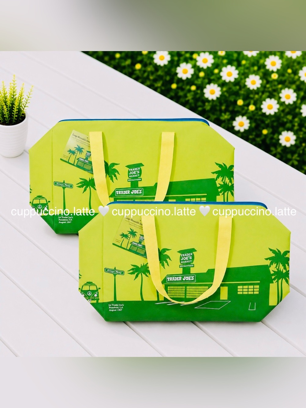 🍋‍🟩2 NWT🍋Trader Joe’s 2026 Summer Large Lime Green Reusable Cooler Tote Bags